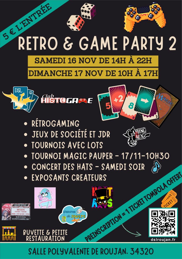 affiche retro game party